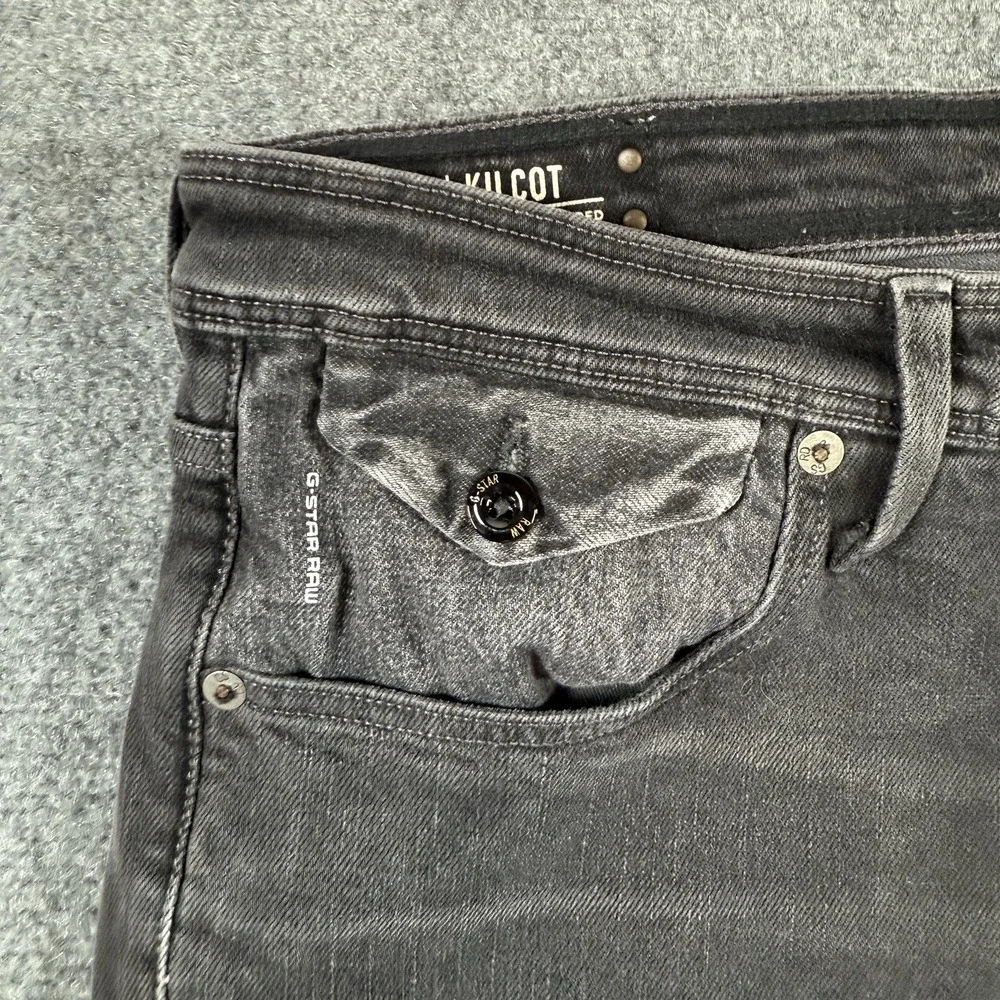 G Star Raw Jeans Mens 36x34 Black Kilcot‎ Straight Tapered Stretch Button Fly